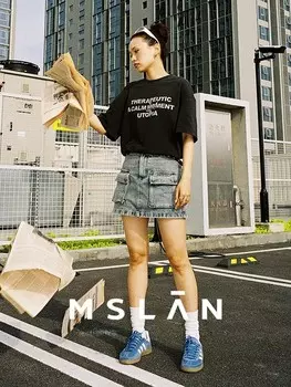 Юбка короткая MSlan 2024 А-силуэта, серый