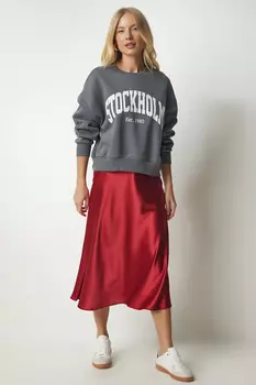 Юбка - Красный - Миди Happiness stanbul