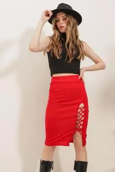 Юбка - Красный - Миди Trend Alaat Stili, красный