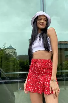 Юбка - Красный - Мини Trend Alaat Stili, красный