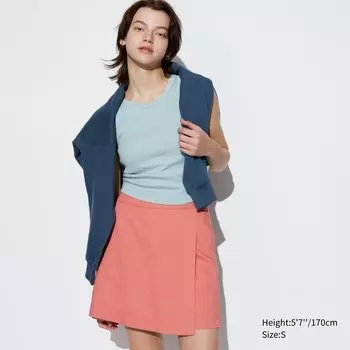 Юбка льняная Uniqlo, оранжевый