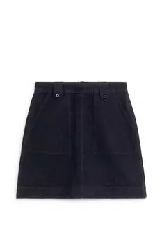 Юбка льняно-хлопковая Arket, синий