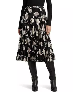 Юбка LAUREN Ralph Lauren Floral Pleated Georgette Midi, черный