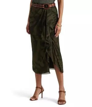 Юбка LAUREN Ralph Lauren, Petite Zebra-Print Crinkle Georgette Midi Skirt