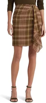Юбка LAUREN Ralph Lauren Plaid Ruffle-Trim Georgette Skirt, цвет Olive Multi