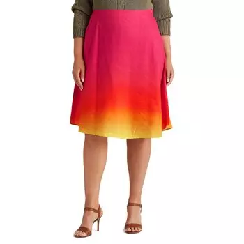 Юбка LAUREN Ralph Lauren, Plus Size Ombr Linen-Blend Midi Skirt