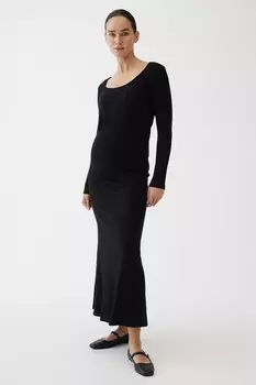 Юбка Mama из джерси в рубчик H&M, черный