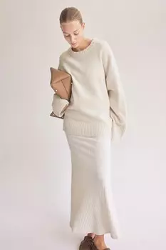 Юбка Mama из джерси в рубчик H&M, белый