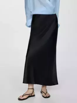 Юбка Mango Mia Satin Slip, черный