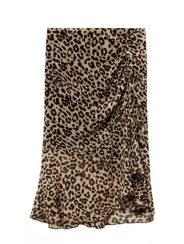 Юбка MANGO Skirt, коричневый/капучино/черный