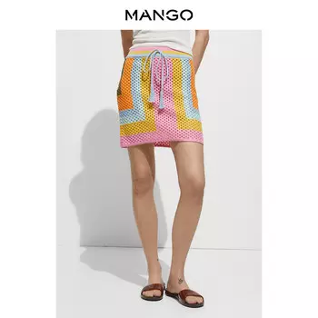Юбка Mango вязаная крючком, красный