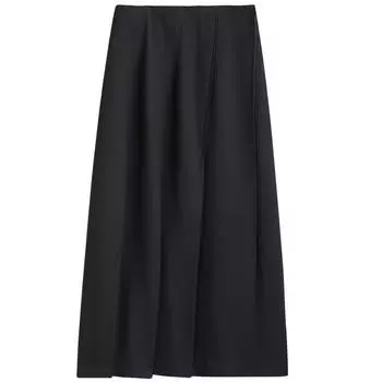 Юбка Massimo Dutti Box Pleat Midi, темно-синий