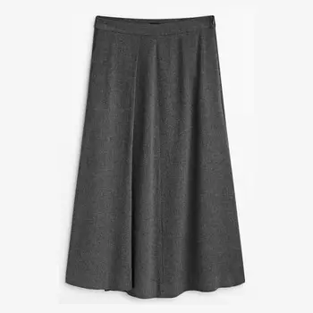 Юбка Massimo Dutti Flounce Midi With Pleat Detail, серый