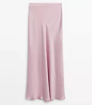 Юбка Massimo Dutti Long Satin, розовый