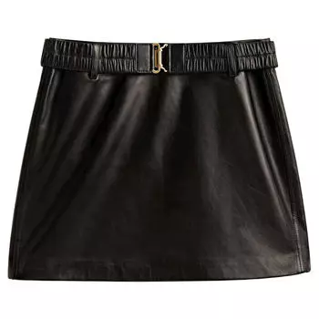 Юбка Massimo Dutti Mini With Stretch Belt, черный