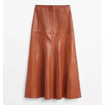 Юбка Massimo Dutti Nappa, коричневый