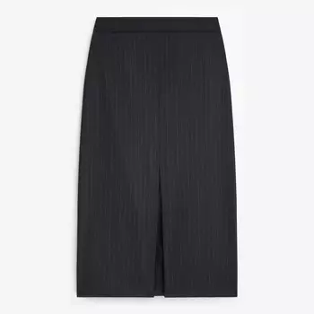 Юбка Massimo Dutti Pinstripe Midi With Slit, темно-синий