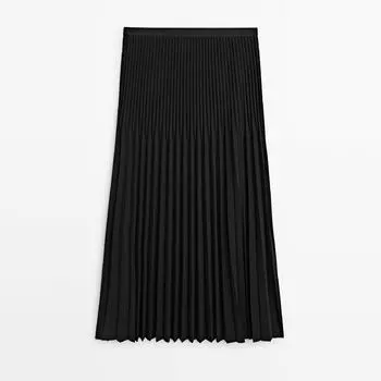 Юбка Massimo Dutti Pleated Midi, черный