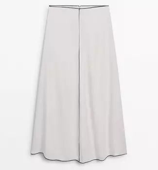 Юбка Massimo Dutti With Contrast Trim Details, белый