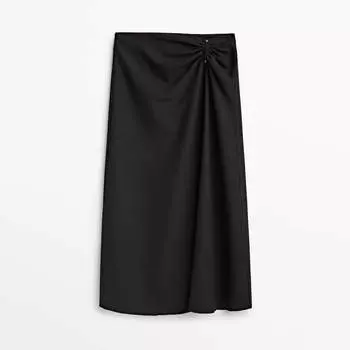 Юбка Massimo Dutti With Gathered Piece Detail, черный