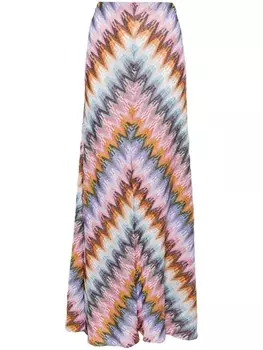 Юбка макси А-силуэта с зигзагообразным узором Missoni, розовый