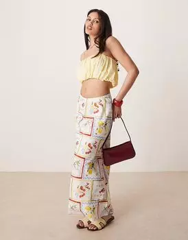 Юбка макси Abercrombie & Fitch с косым кроем и принтом в виде праздничного шарфа