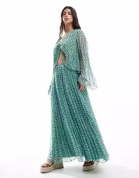 Юбка макси ASOS DESIGN с объемными складками и цветочным принтом