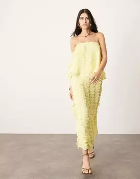 Юбка макси Asos Edition Textured Circle, желтый