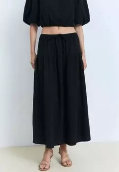 Юбка макси DRAWSTRING Mango, черный