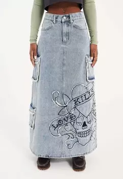 Юбка макси Ed Hardy, цвет Bleached Denim