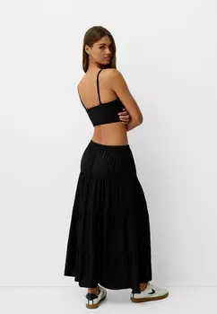 Юбка макси ELASTICATED Bershka, черный