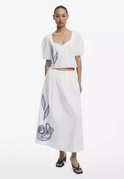 Юбка макси EMBROIDERED Desigual, белый