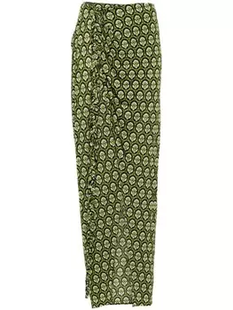 Юбка макси ETRO с принтом Aurea и запахом, зеленый