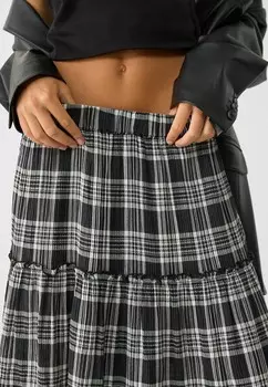 Юбка макси FLOATY CHECK MIDI Stradivarius, черный