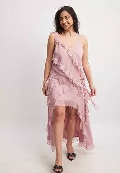 Юбка макси FRILL DETAIL NA-KD, розовый