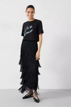 Юбка макси Hailey с бахромой Hush, черный