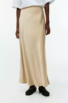 Юбка макси из атласа Arket, бежевый