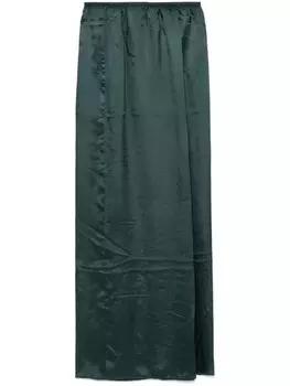 Юбка макси из атласа MM6 Maison Margiela, зеленый