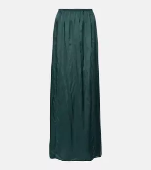 Юбка макси из атласа Mm6 Maison Margiela, зеленый