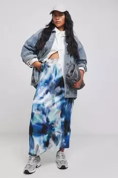 Юбка макси из атласа Simply Be, синий