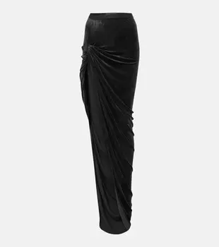 Юбка макси из бархата Lilies Twist Edfu Rick Owens, черный