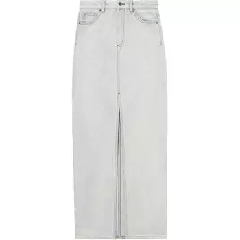 Юбка макси из денима с автопортретом Self-portrait, Light Denim Blue