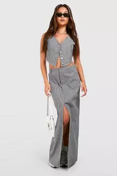 Юбка макси из денима в полоску Boohoo, черный