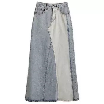 Юбка макси из денима в стиле пэчворк Mm6 Maison Margiela, голубой