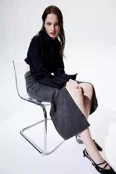 Юбка макси из джинсовой ткани в образе карго H&M, серый