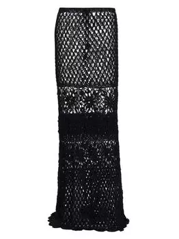 Юбка-макси из хлопка, связанная крючком, женственность Frederick Anderson, черный