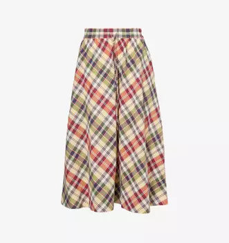 Юбка макси из хлопка в клетку с завязками на талии Polo Ralph Lauren, мультиколор
