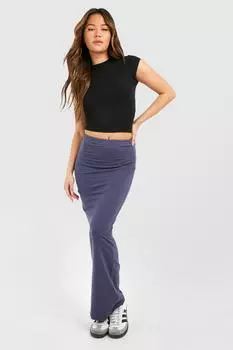 Юбка макси из хлопкового джерси boohoo, синий