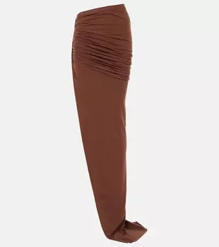 Юбка макси из хлопкового джерси DRKSHDW Edfu Rick Owens, цвет terra