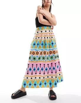 Юбка макси из хлопкового поплина с заниженной талией ASOS DESIGN
